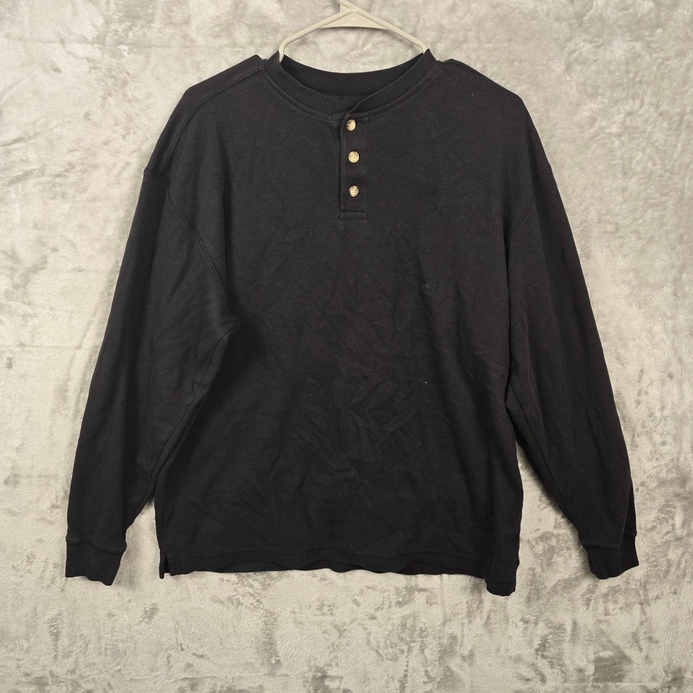 Great Northwest Clothing Company Black Long Sleeve Henley Shirt Men's Size M
